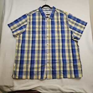 KingSize Blue and Yellow Plaid Men's Shirtsize 5X